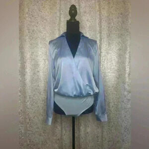 Blue satin Bodysuit